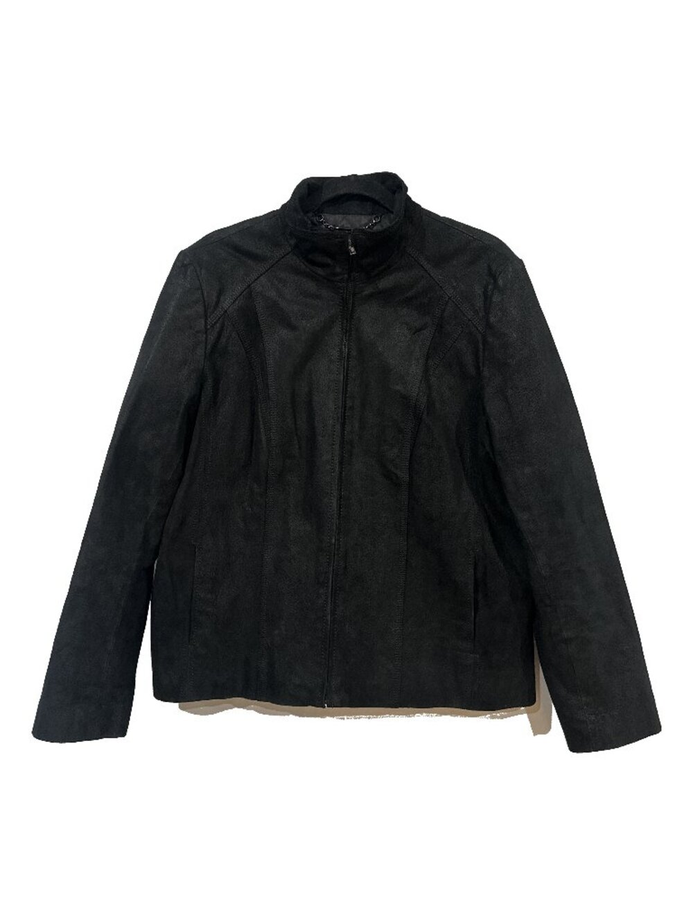 Wilsons Leather Black Genuine Leather Jacket Women's XL Quilted Lined Full Zip